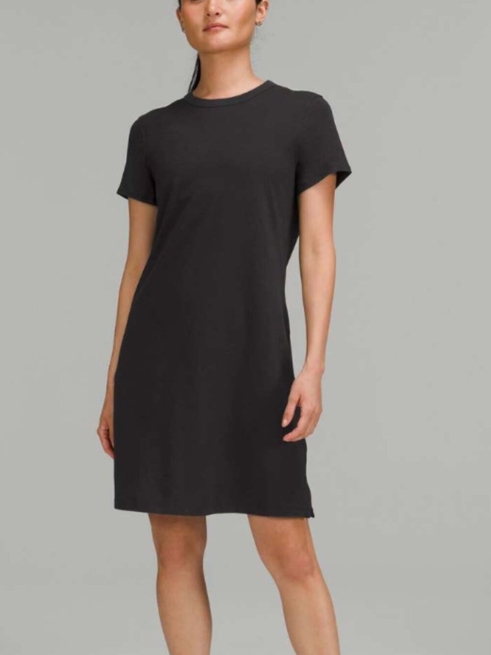 Lululemon Classic-Fit Cotton-Blend T-Shirt Dress Black short sleeve 4